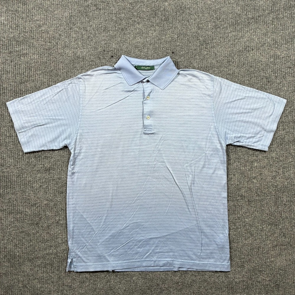 Bobby Jones Mens Polo‎ Shirt Medium Blue Golf Short Sleeve Dot Cotton Classic